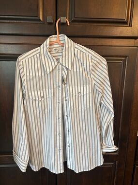 Madewell White Shirt with Navy Stripes Button-Down